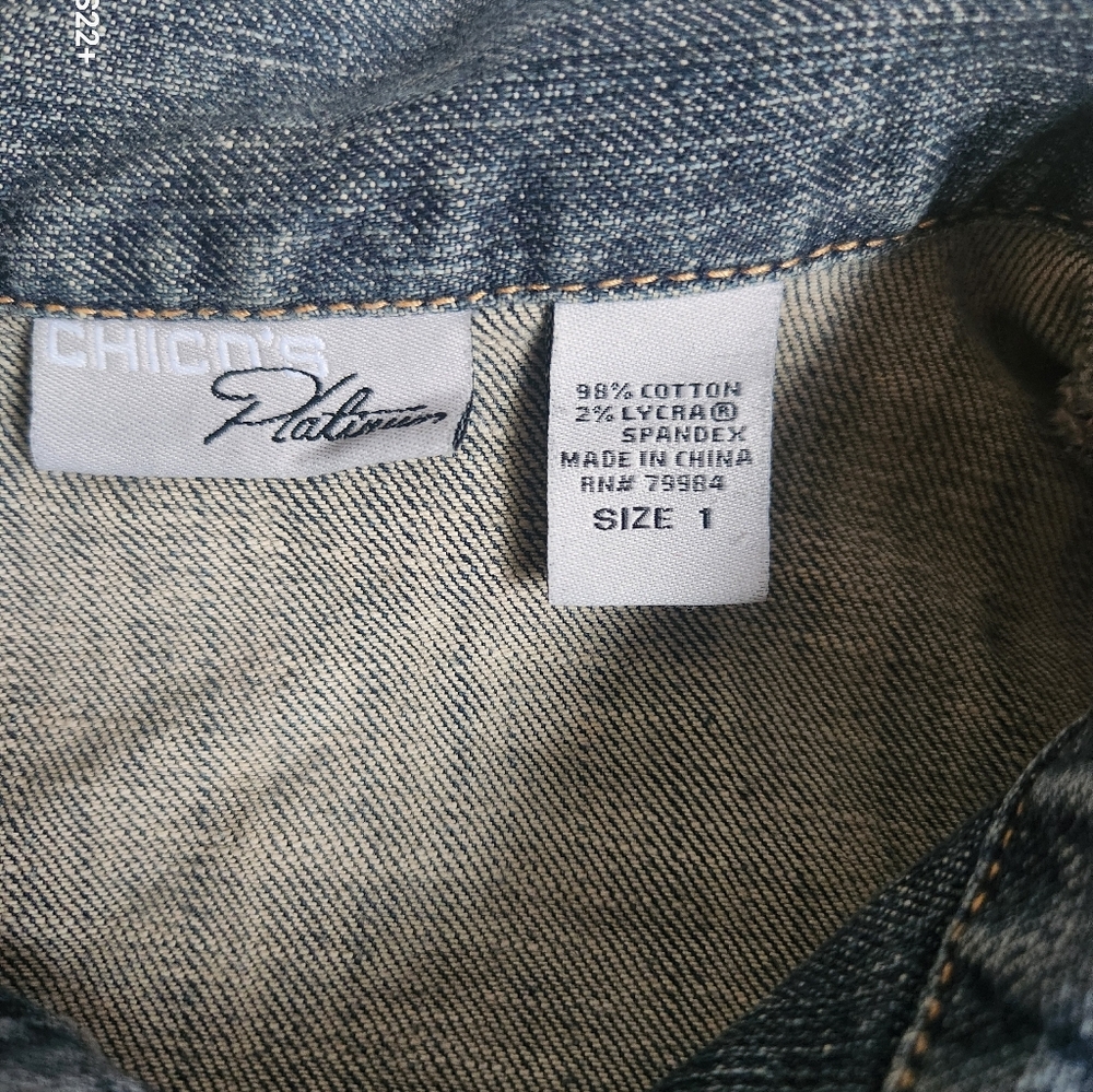 Chico's Blue Jean Jacket Classic Trucker Style - Picture 10 of 12